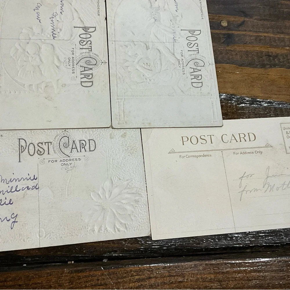 Antique Lot of 9 Christmas Best Wishes Postcards Flowers Angels